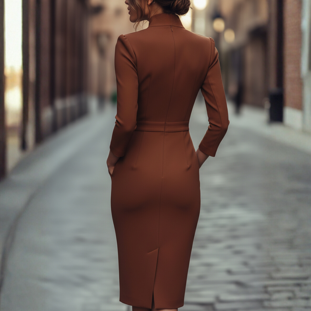 Galynne | Classic Belted Midi Dress
