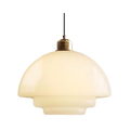 Art Deco Brass-Toned Glass Pendant Light | Adjustable Dome Shade for Dining Room 0