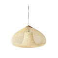 Boho Natural Rattan Pendant Light with Woven Dome Shade | Hardwired Ceiling Fixture for Dining Room 0