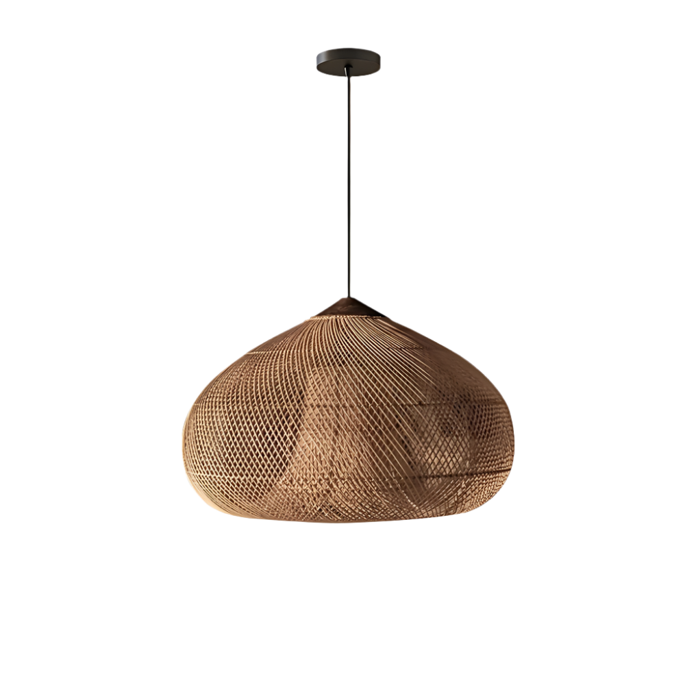 Boho Natural Rattan Pendant Light with Woven Dome Shade | Hardwired Ceiling Fixture for Dining Room 1