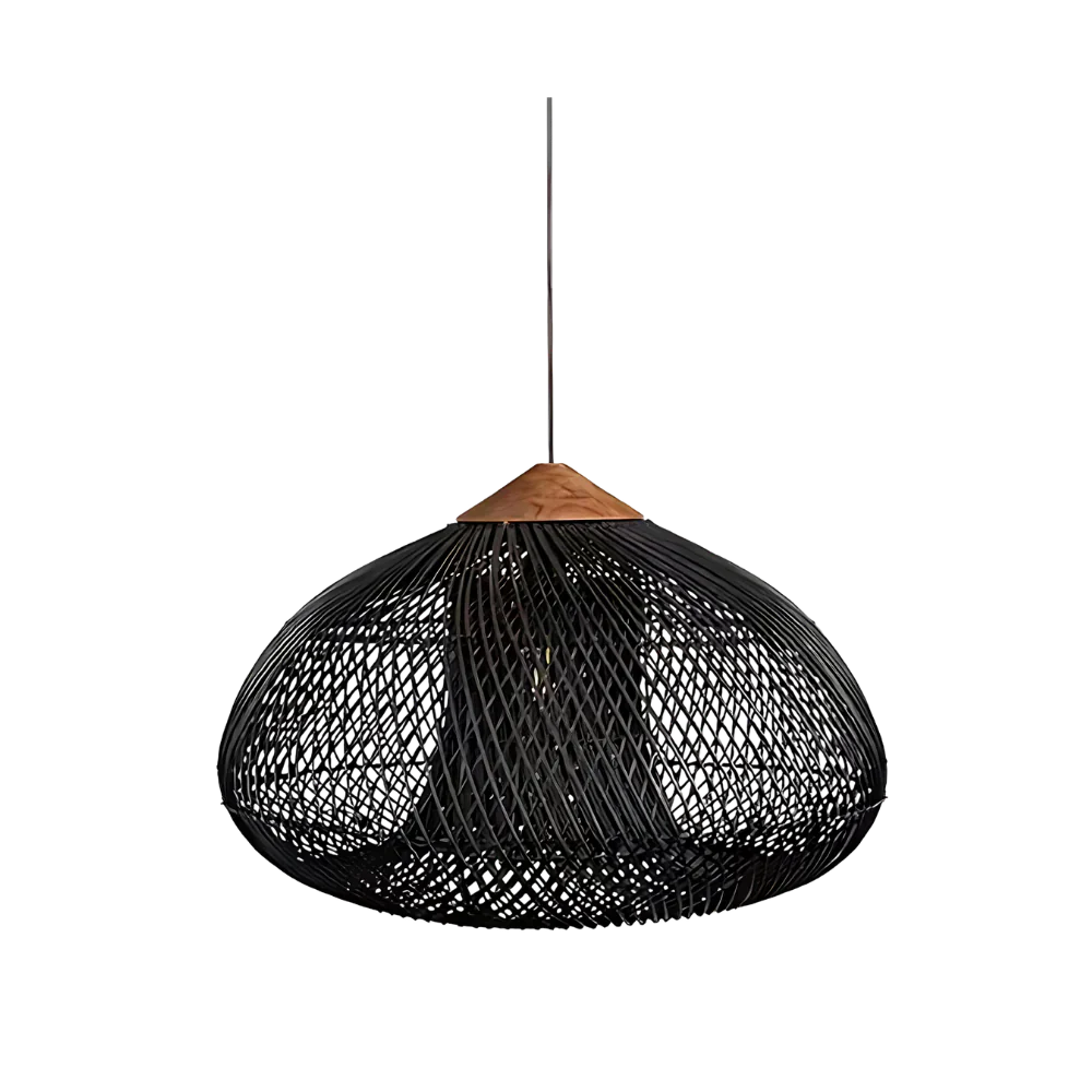 Boho Natural Rattan Pendant Light with Woven Dome Shade | Hardwired Ceiling Fixture for Dining Room 9