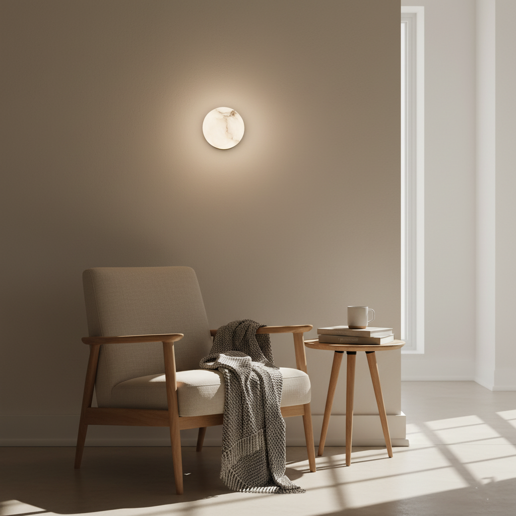 Contemporary Alabaster Wall Sconce | Hardwired Warm White Light for Bedroom 3