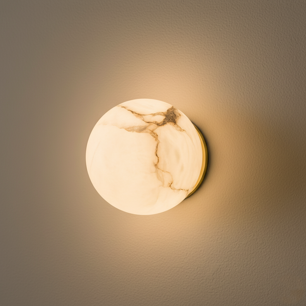Contemporary Alabaster Wall Sconce | Hardwired Warm White Light for Bedroom 7