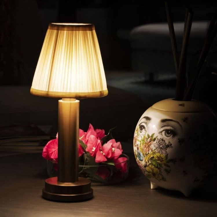 Contemporary Aluminum Fabric Table Lamp | Touch Control Cordless Light for Bedroom 8