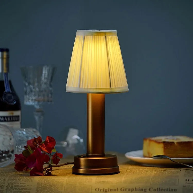 Contemporary Aluminum Fabric Table Lamp | Touch Control Cordless Light for Bedroom 9