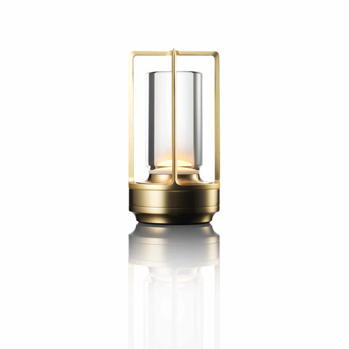 Contemporary Aluminum Lantern Table Lamp | Touch Control Battery Operated Light for Indoor and Outdoor Use 0
