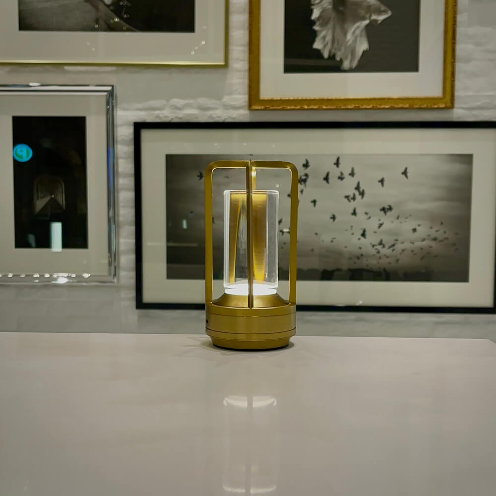 Contemporary Aluminum Lantern Table Lamp | Touch Control Battery Operated Light for Indoor and Outdoor Use 3
