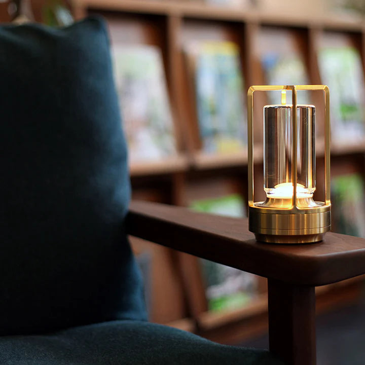 Contemporary Aluminum Lantern Table Lamp | Touch Control Battery Operated Light for Indoor and Outdoor Use 7