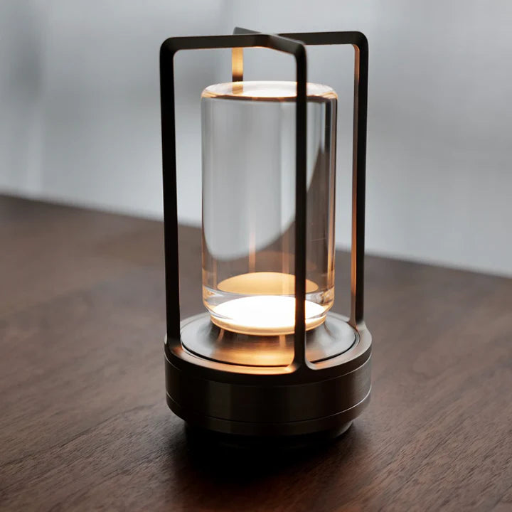 Contemporary Aluminum Lantern Table Lamp | Touch Control Battery Operated Light for Indoor and Outdoor Use 8