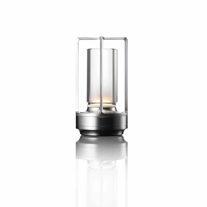 Contemporary Aluminum Lantern Table Lamp | Touch Control Battery Operated Light for Indoor and Outdoor Use 9