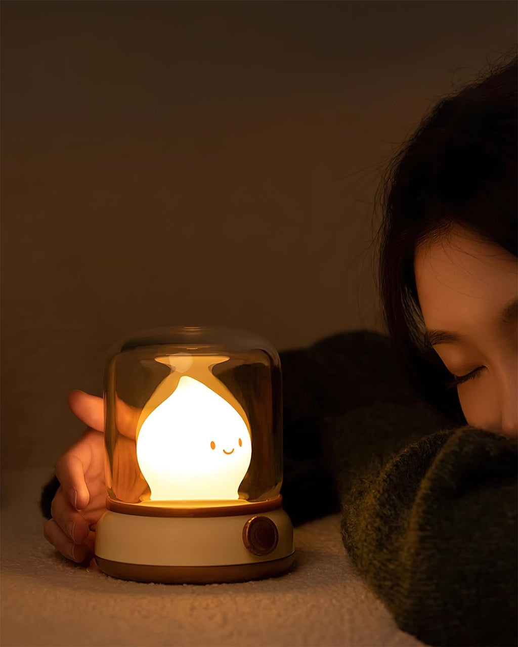 Contemporary Black ABS LED Bedside Table Lamp | Touch Control Flame-Effect Light for Bedroom 5