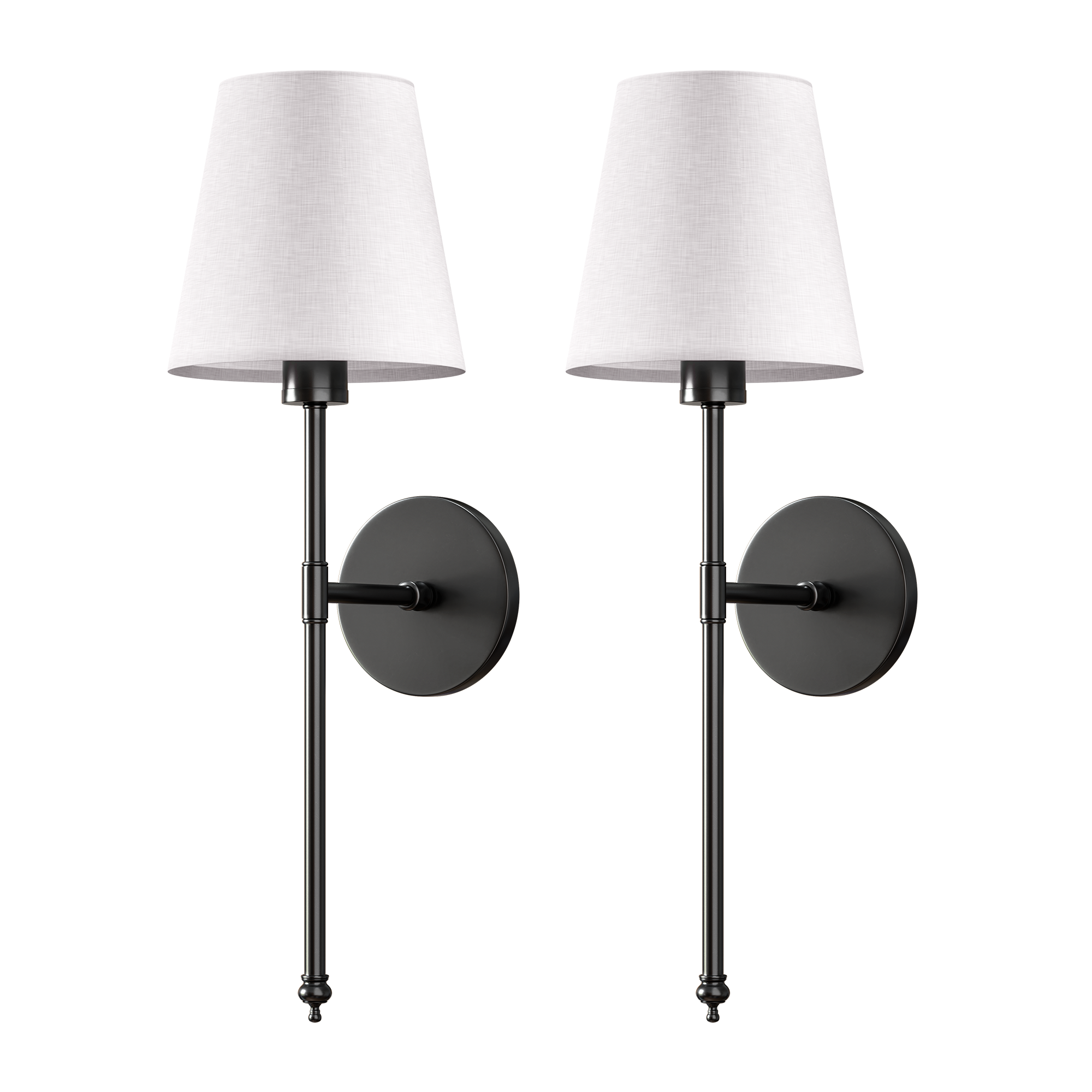Contemporary Black Metal Battery Operated Wall Sconce | Cordless LED Light with Fabric Shade for Bedroom 3