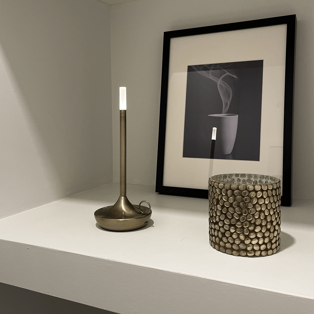 Contemporary Brass Wireless Table Lamp | Touch Control with Adjustable Brightness for Living Room 0