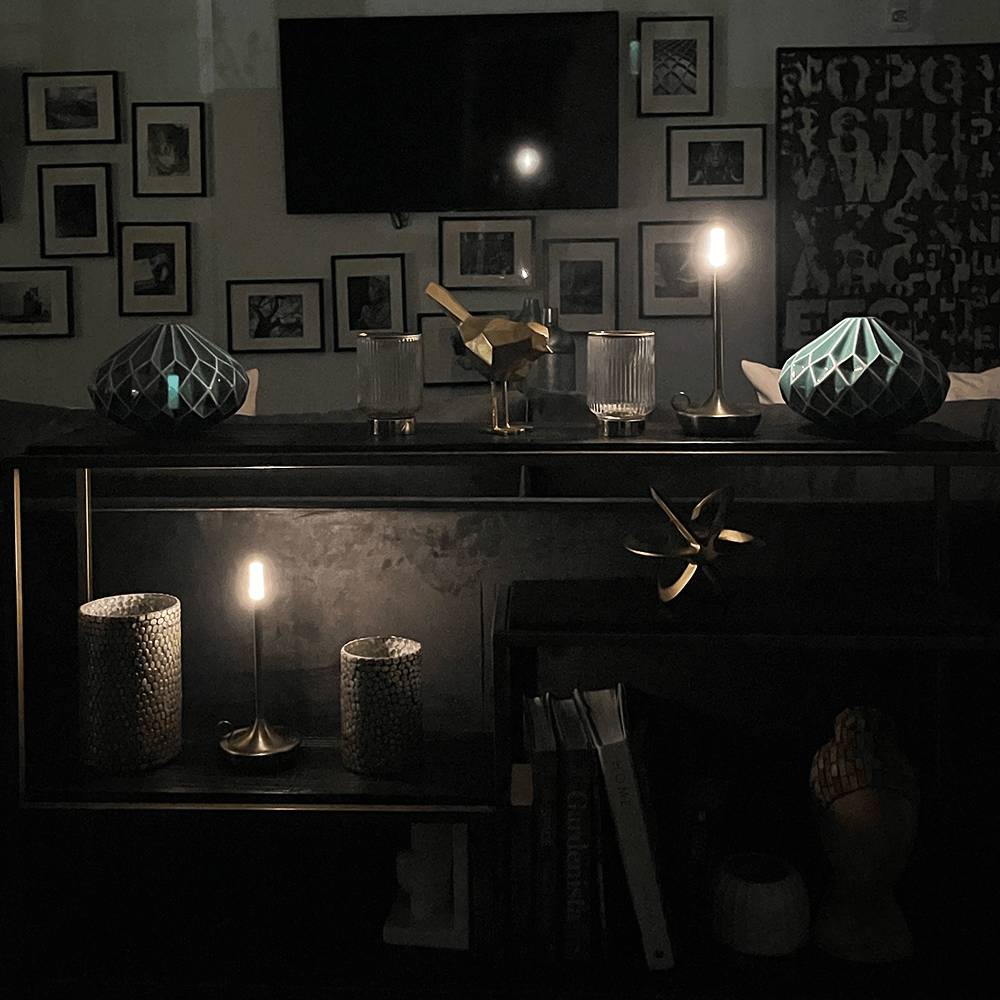 Contemporary Brass Wireless Table Lamp | Touch Control with Adjustable Brightness for Living Room 7