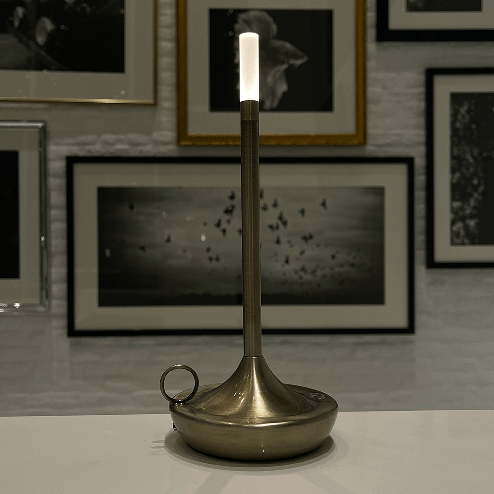 Contemporary Brass Wireless Table Lamp | Touch Control with Adjustable Brightness for Living Room 8