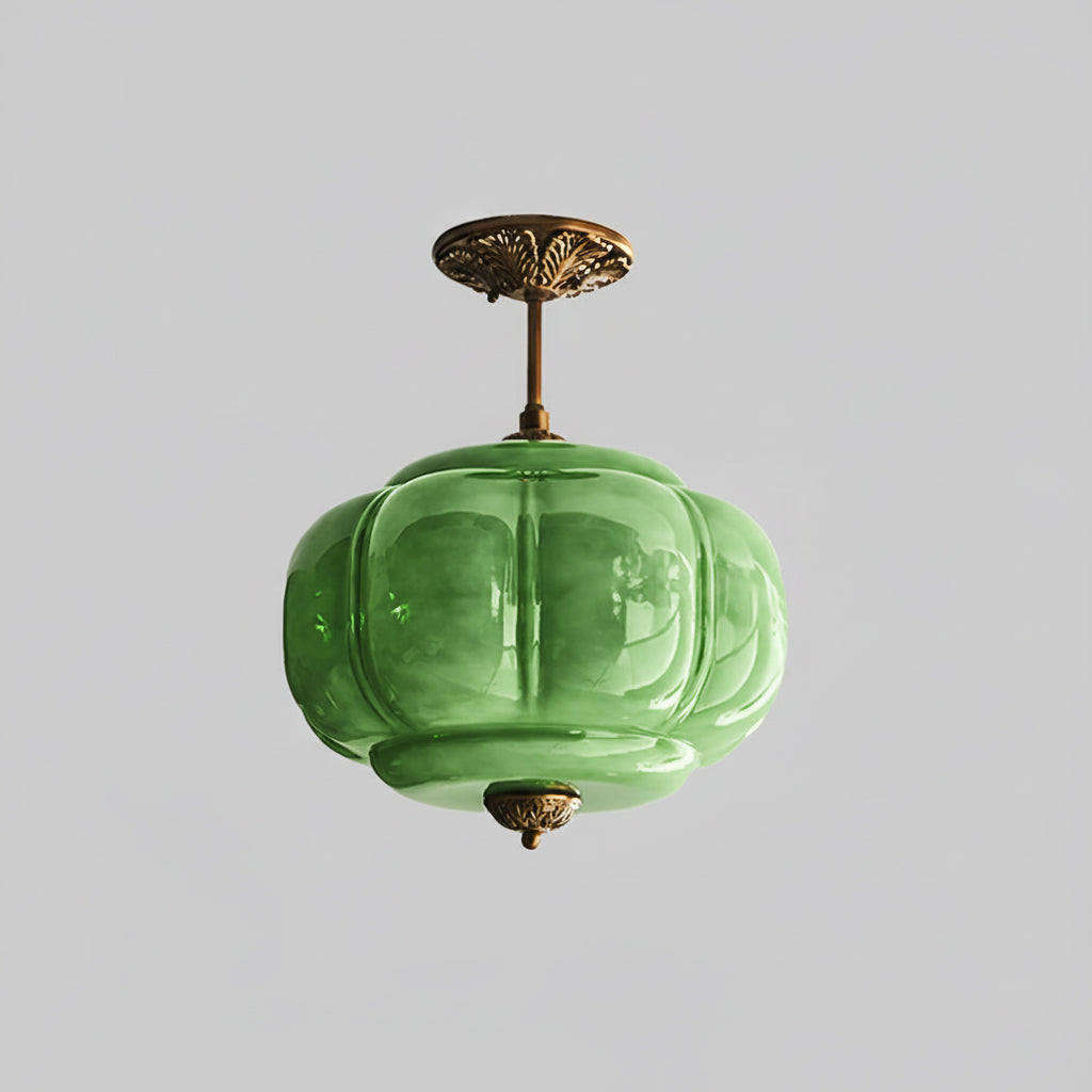 Contemporary Brass and Glass Ceiling Light | Semi-Flush Tri-Colour Fixture for Living Room 0