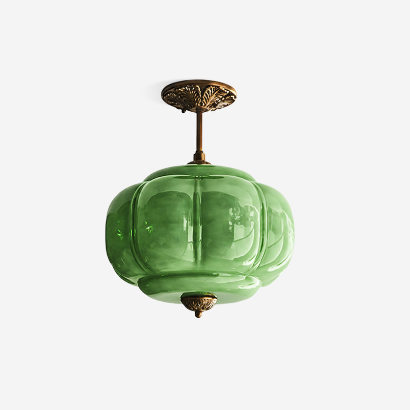 Contemporary Brass and Glass Ceiling Light | Semi-Flush Tri-Colour Fixture for Living Room 1