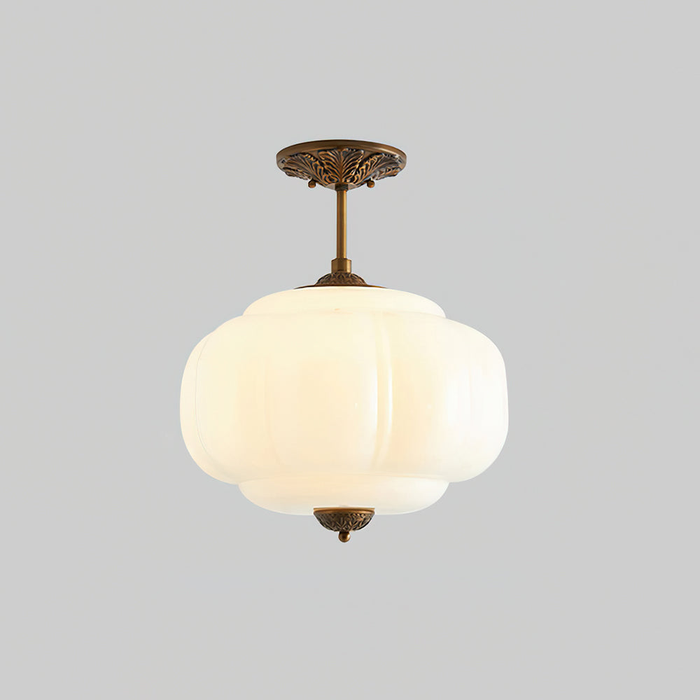 Contemporary Brass and Glass Ceiling Light | Semi-Flush Tri-Colour Fixture for Living Room 10