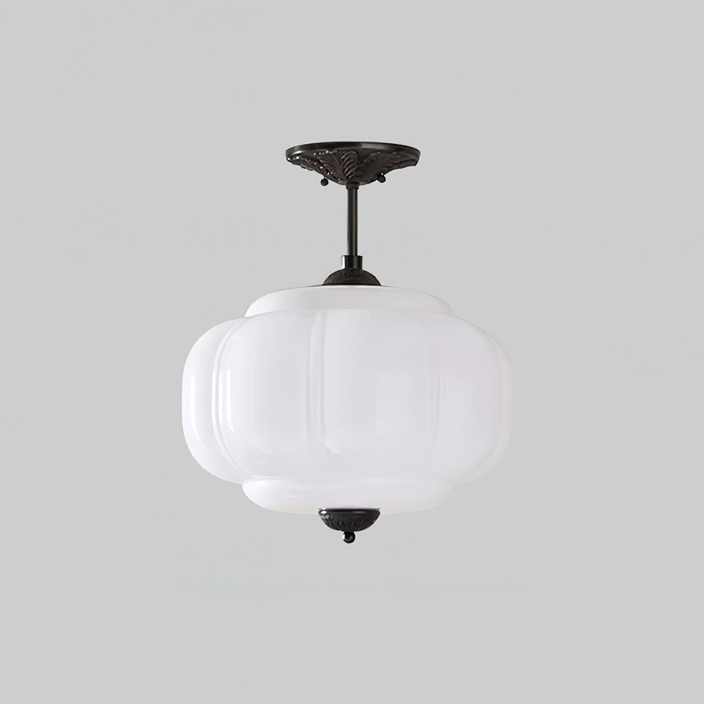 Contemporary Brass and Glass Ceiling Light | Semi-Flush Tri-Colour Fixture for Living Room 11