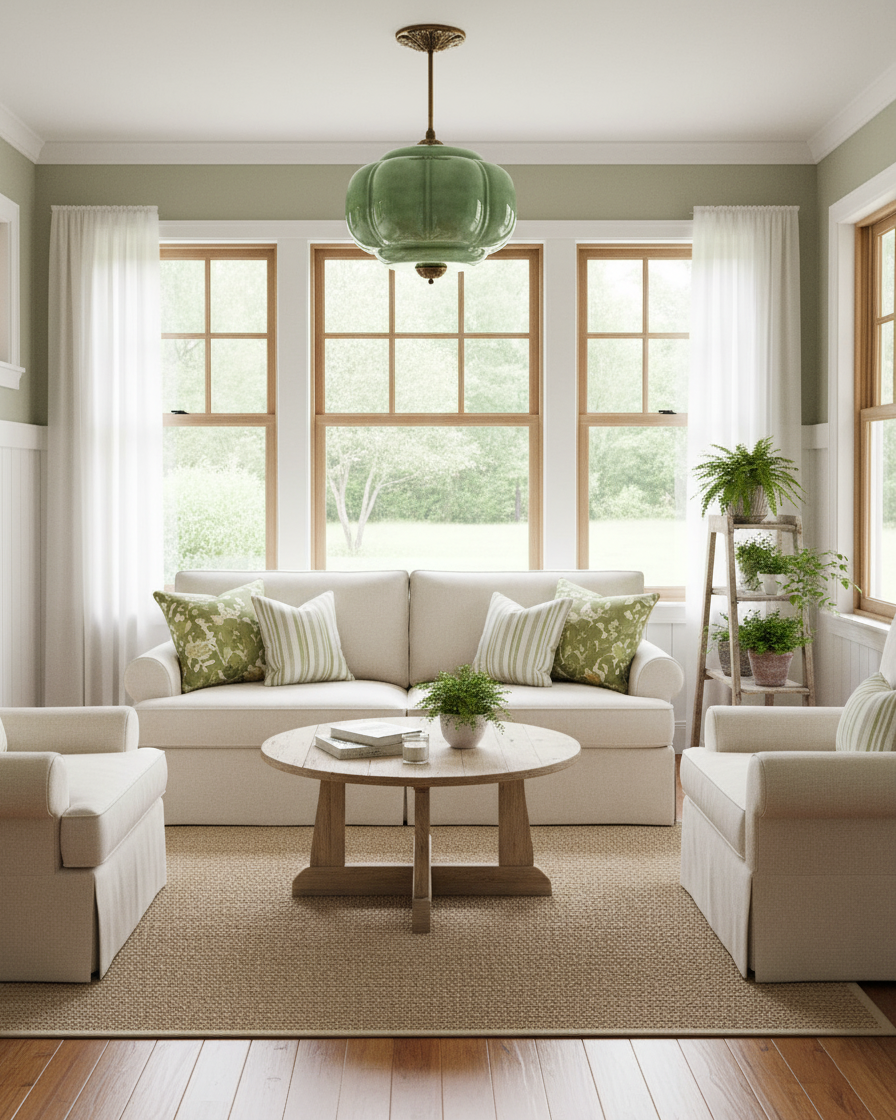 Contemporary Brass and Glass Ceiling Light | Semi-Flush Tri-Colour Fixture for Living Room 4