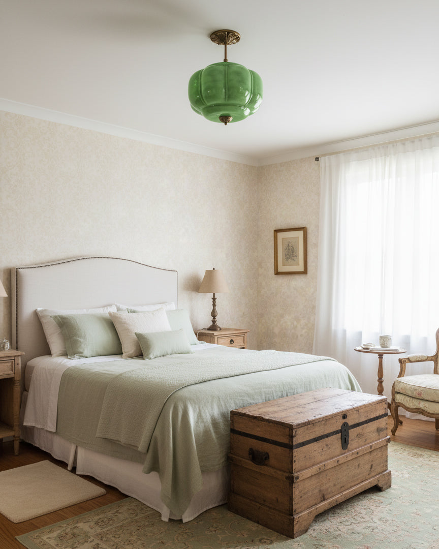 Contemporary Brass and Glass Ceiling Light | Semi-Flush Tri-Colour Fixture for Living Room 5