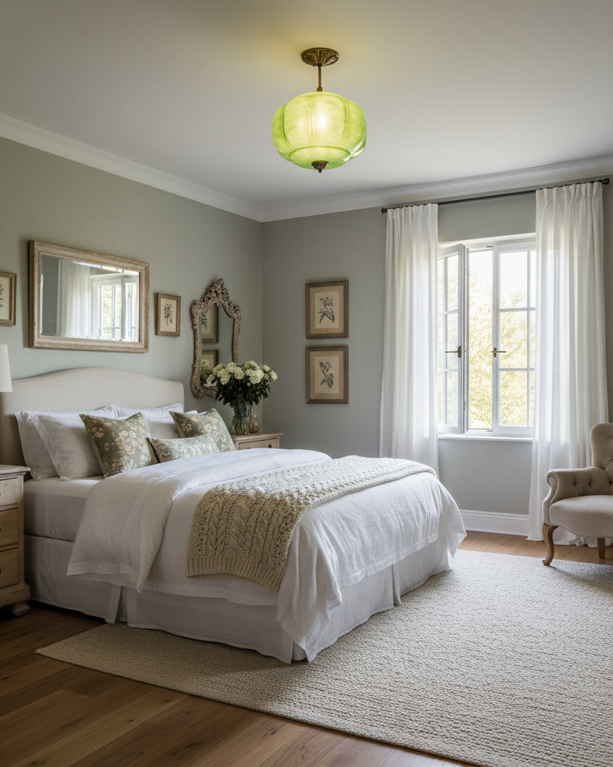 Contemporary Brass and Glass Ceiling Light | Semi-Flush Tri-Colour Fixture for Living Room 6