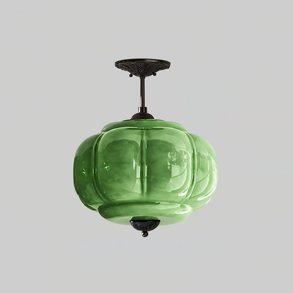 Contemporary Brass and Glass Ceiling Light | Semi-Flush Tri-Colour Fixture for Living Room 9