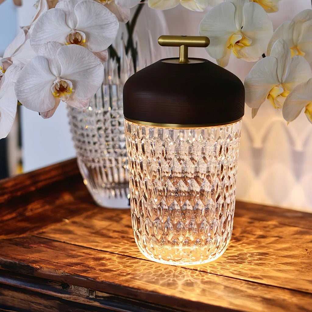 Contemporary Crystal Glass Table Lamp | Portable LED with USB Charging for Living Room 2