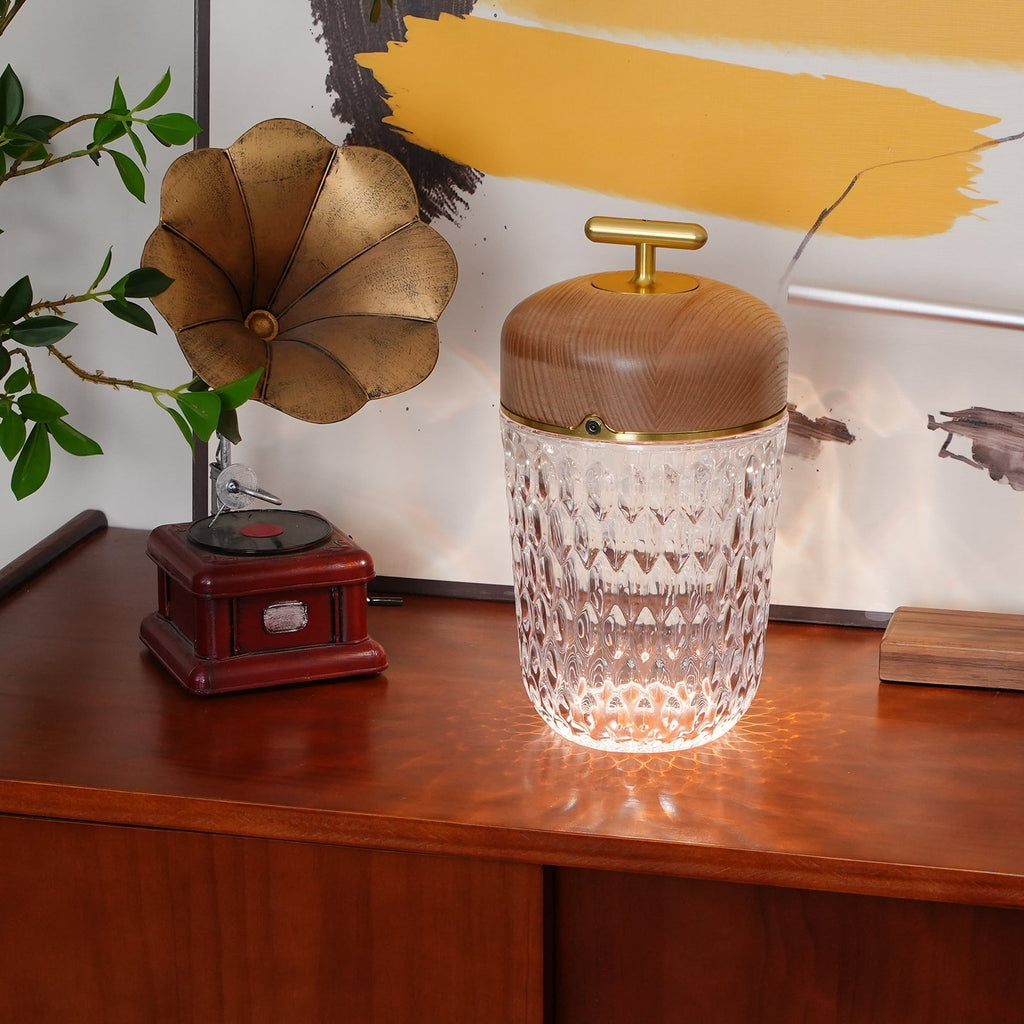 Contemporary Crystal Glass Table Lamp | Portable LED with USB Charging for Living Room 3