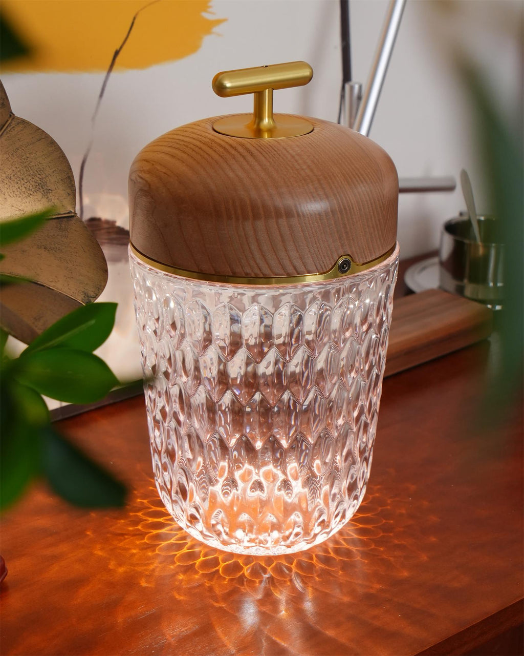 Contemporary Crystal Glass Table Lamp | Portable LED with USB Charging for Living Room 4