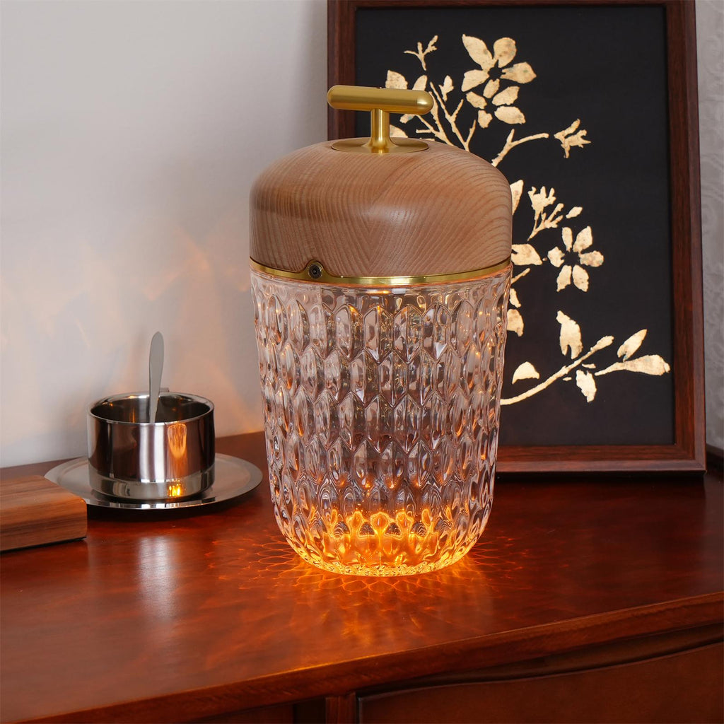 Contemporary Crystal Glass Table Lamp | Portable LED with USB Charging for Living Room 6