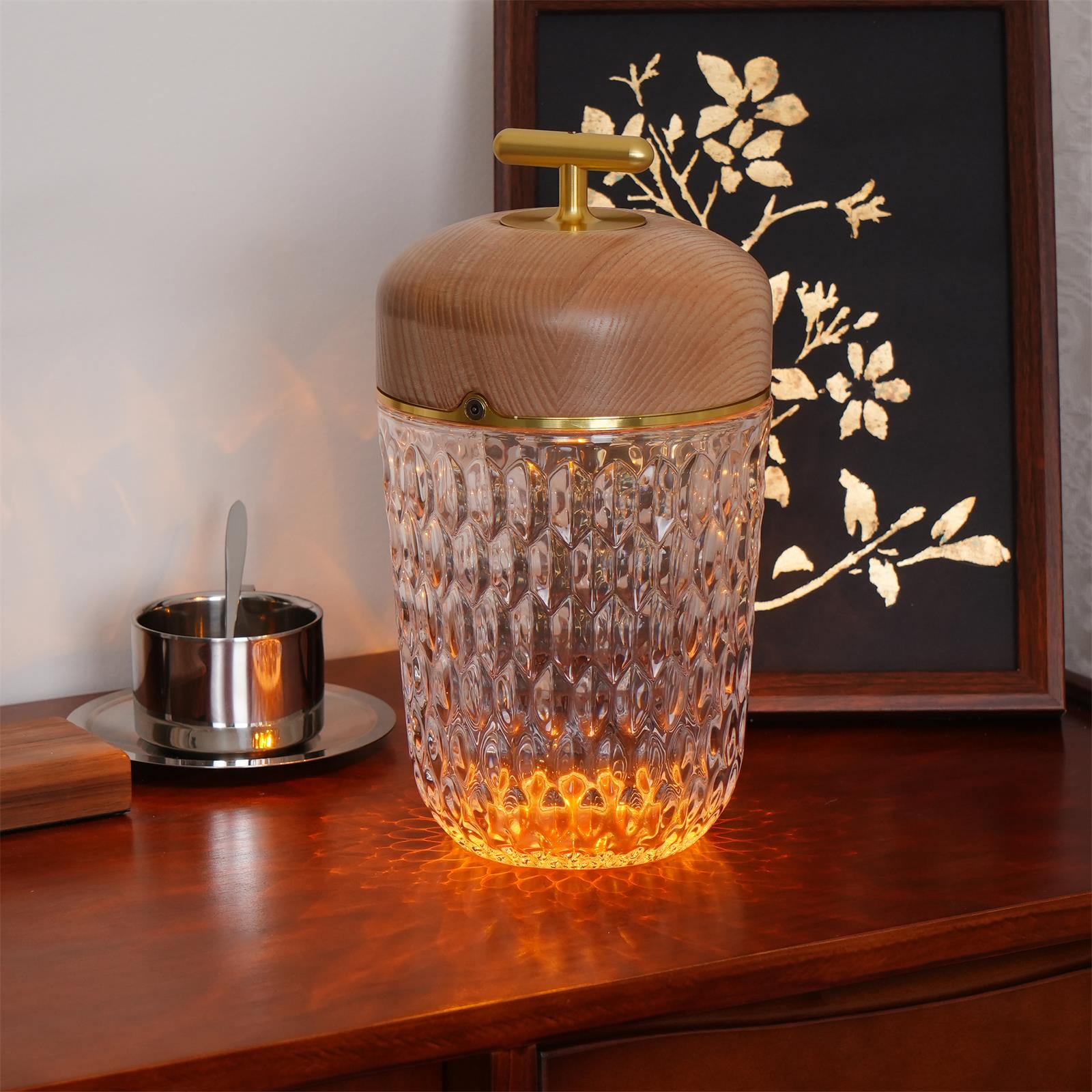 Contemporary Crystal Glass Table Lamp | Portable LED with USB Charging for Living Room 6