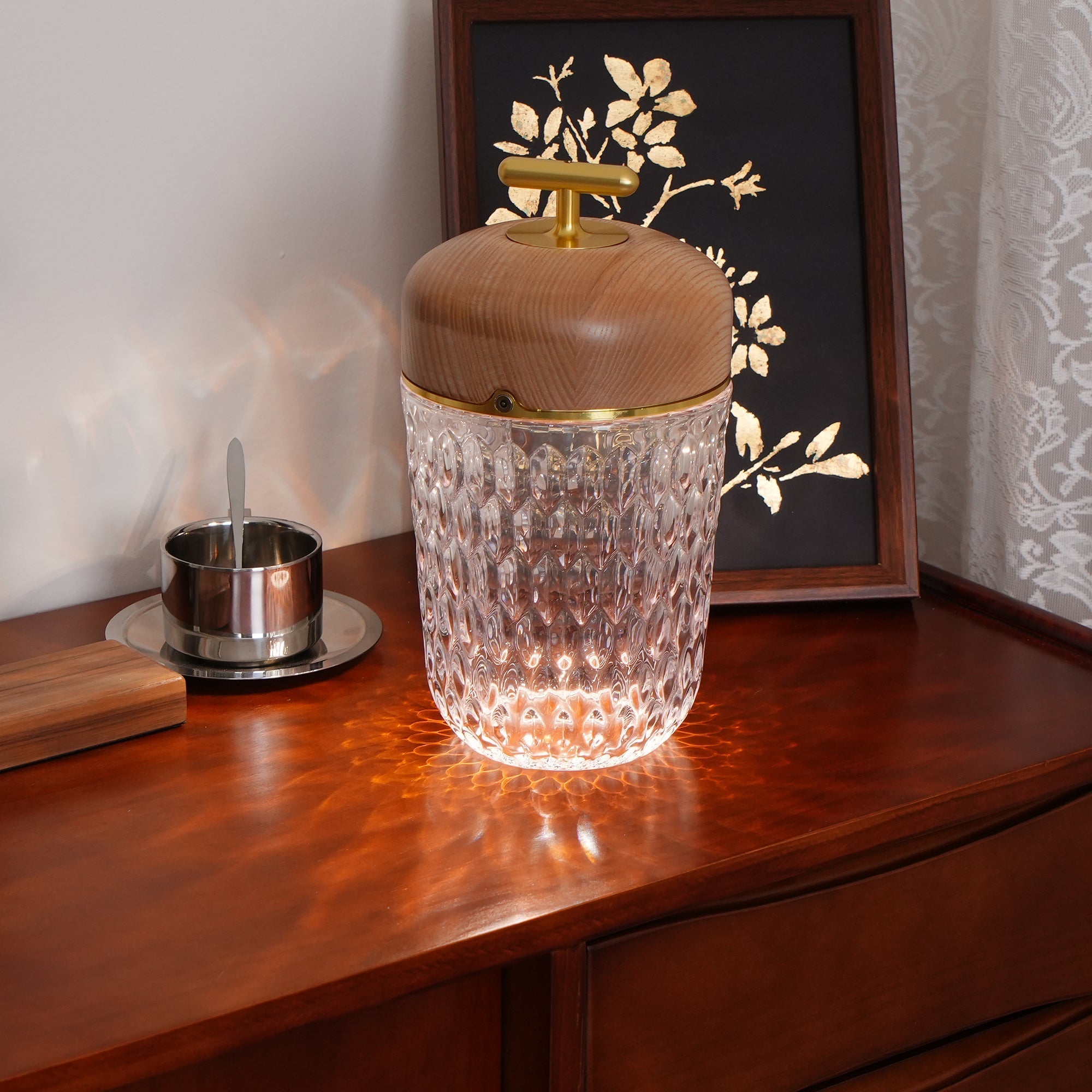 Contemporary Crystal Glass Table Lamp | Portable LED with USB Charging for Living Room 7