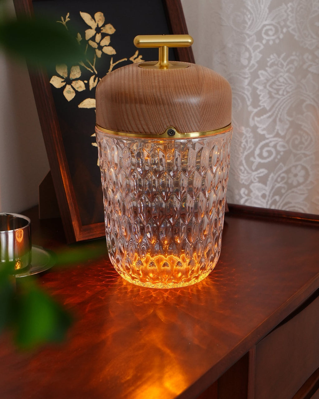 Contemporary Crystal Glass Table Lamp | Portable LED with USB Charging for Living Room 8