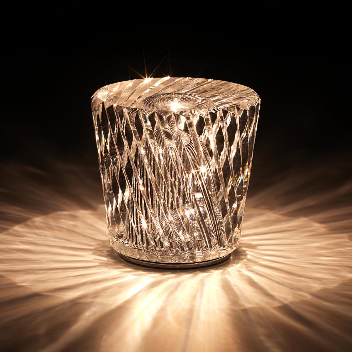 Contemporary Crystal Glass Table Lamp | USB Rechargeable Battery Operated Light for Bedside 2