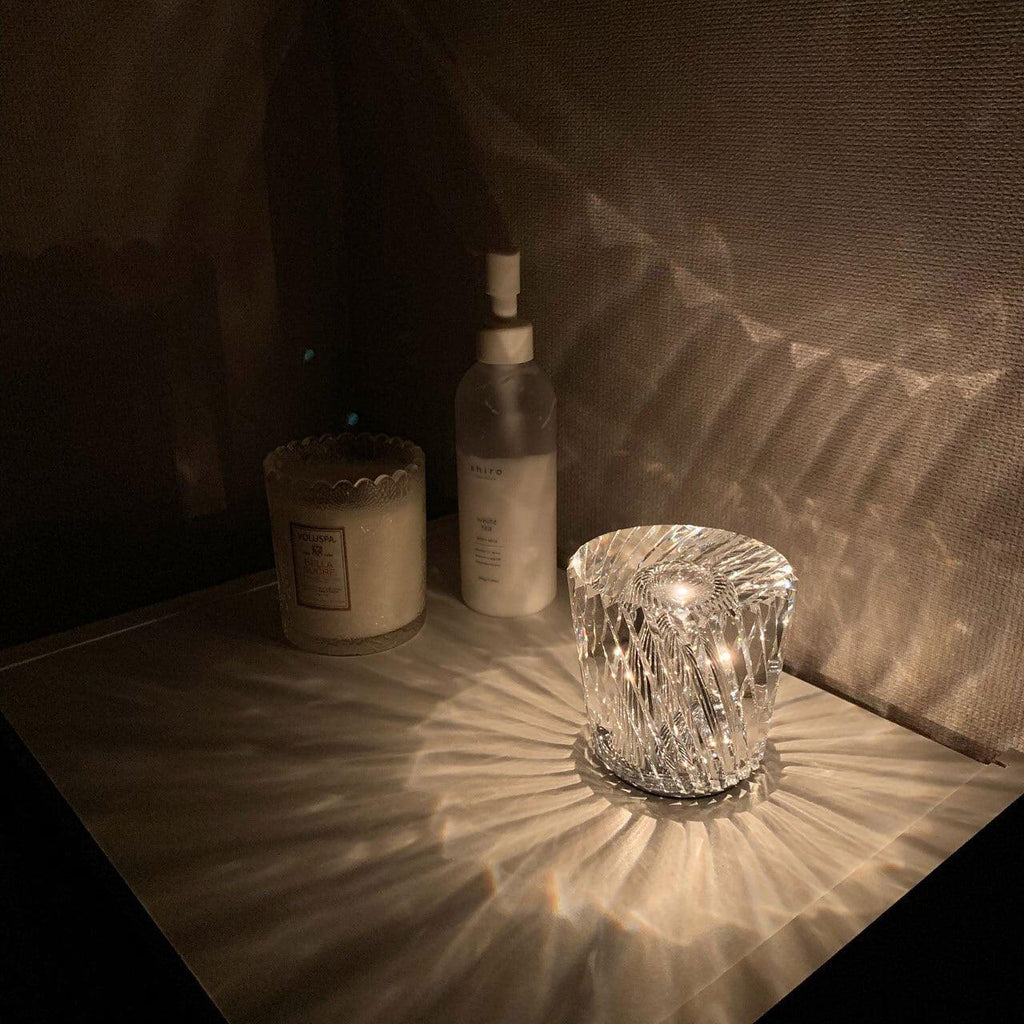 Contemporary Crystal Glass Table Lamp | USB Rechargeable Battery Operated Light for Bedside 8