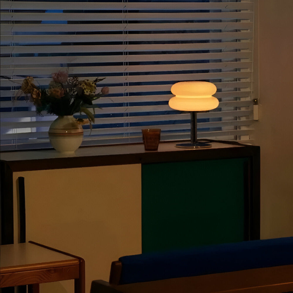 Contemporary Glass Table Lamp with Metal Base | USB Plug-In Three-Colour Light for Bedroom 3