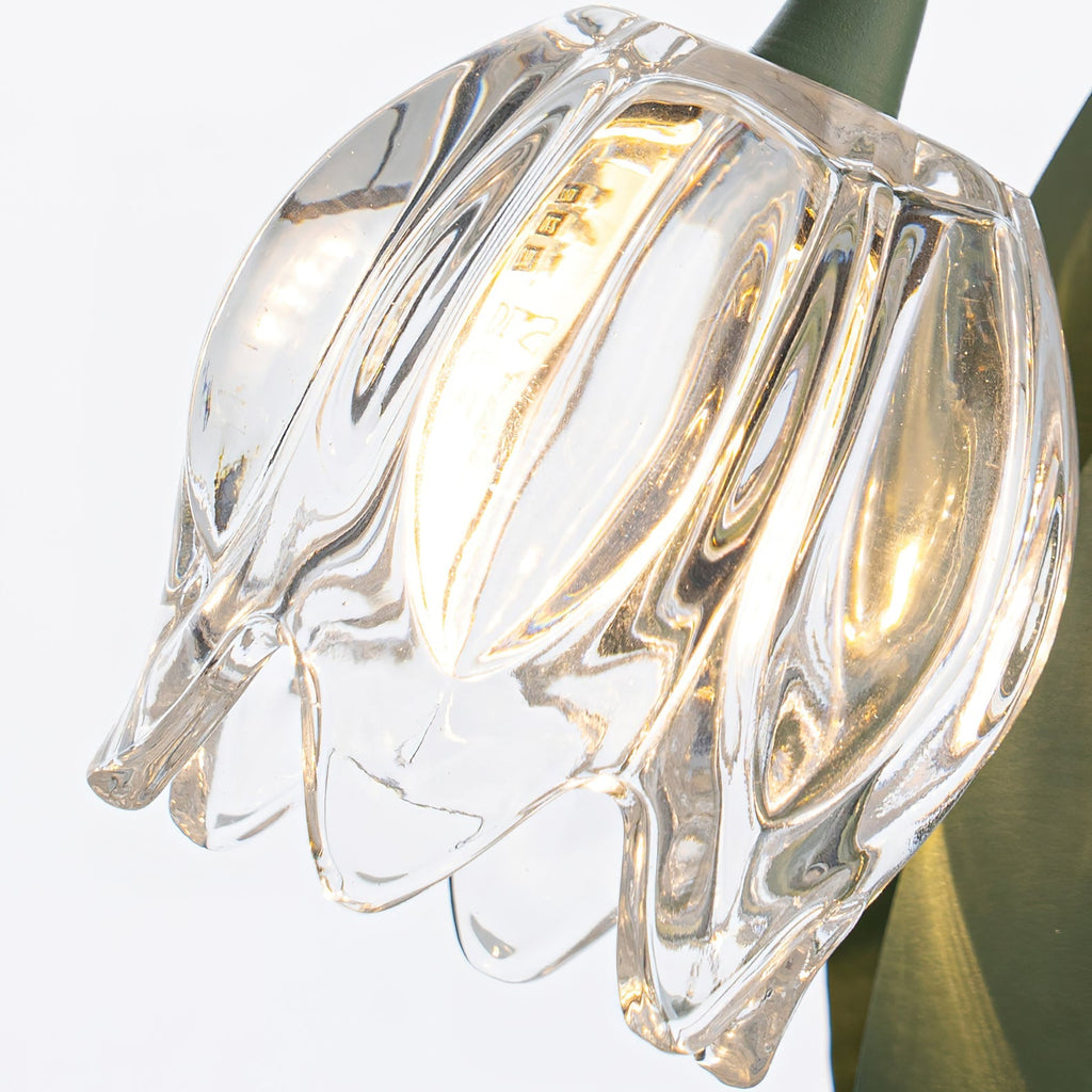 Contemporary Green Metal Table Lamp with Crystal Glass Blossoms | Plug-In Decorative Light for Bedside 7