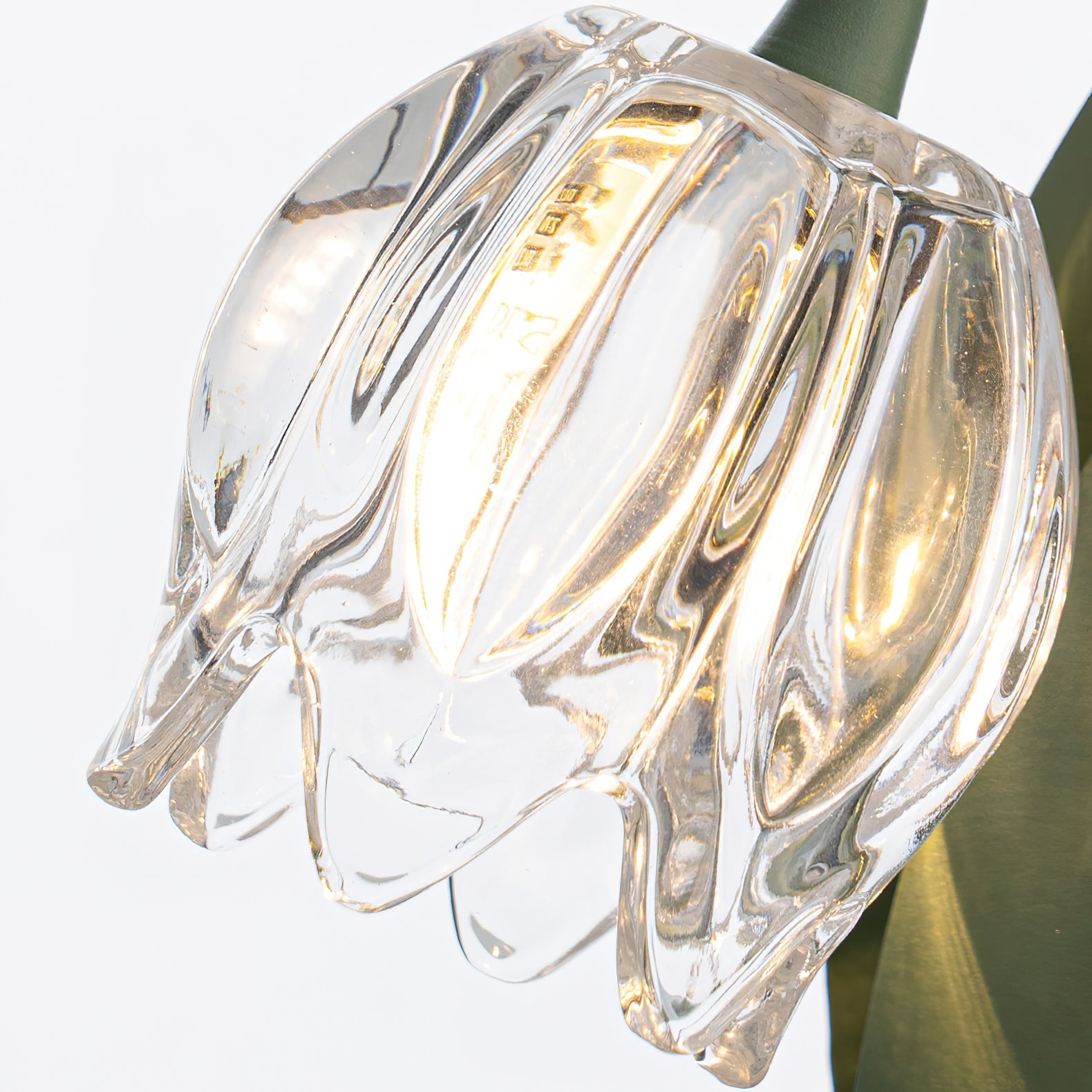Contemporary Green Metal Table Lamp with Crystal Glass Blossoms | Plug-In Decorative Light for Bedside 7