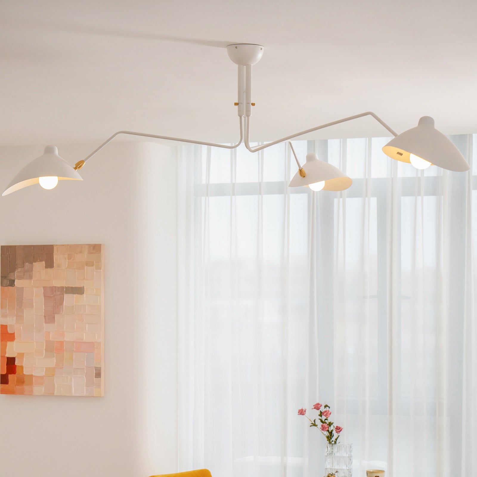 Contemporary Iron 3-Arm Ceiling Light Fixture | Adjustable Directional Illumination for Living Room 2