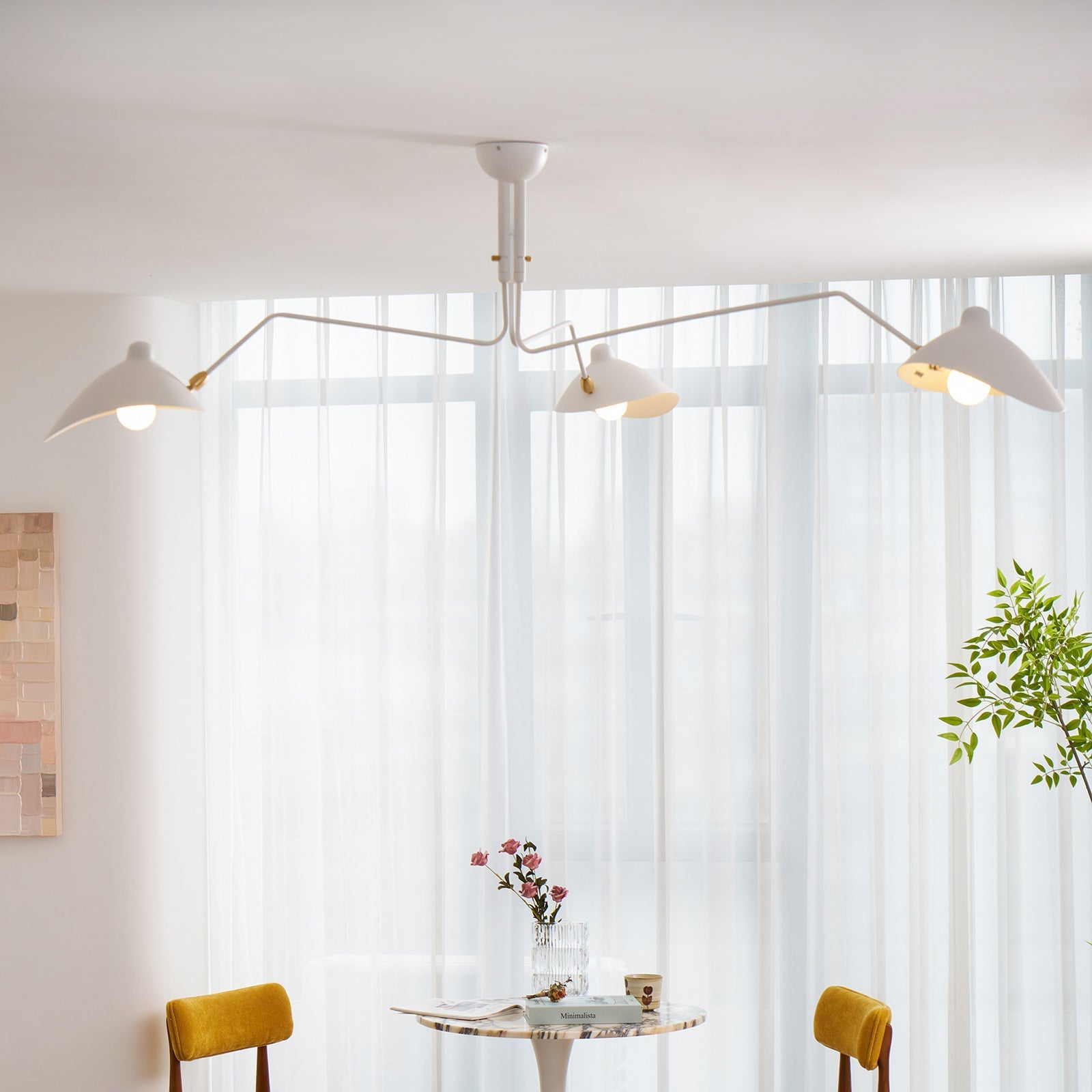 Contemporary Iron 3-Arm Ceiling Light Fixture | Adjustable Directional Illumination for Living Room 7