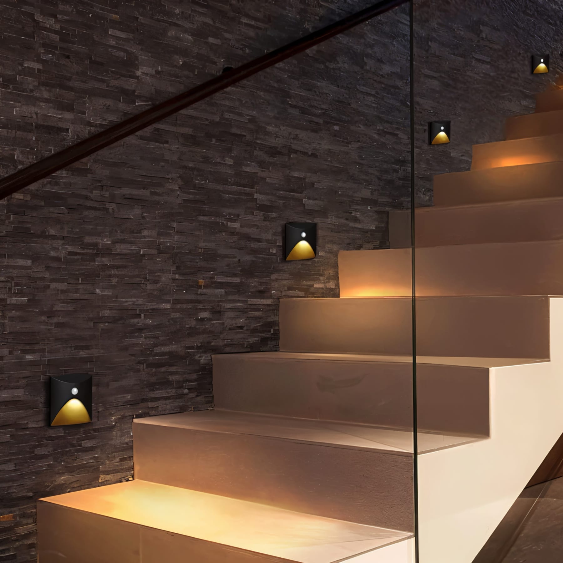Contemporary Matte Black Metal Wall Sconce | Motion Sensor Lighting for Hallway 0
