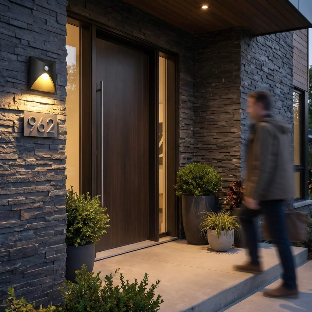 Contemporary Matte Black Metal Wall Sconce | Motion Sensor Lighting for Hallway 2