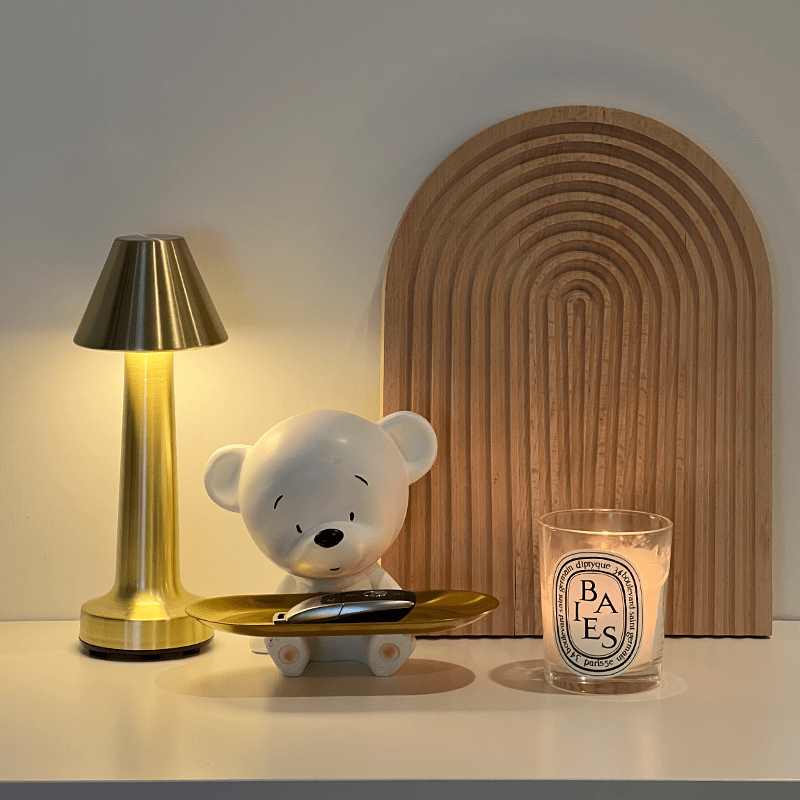 Contemporary Metal Cordless Table Lamp | LED with 3 Light Tones for Bedroom 1