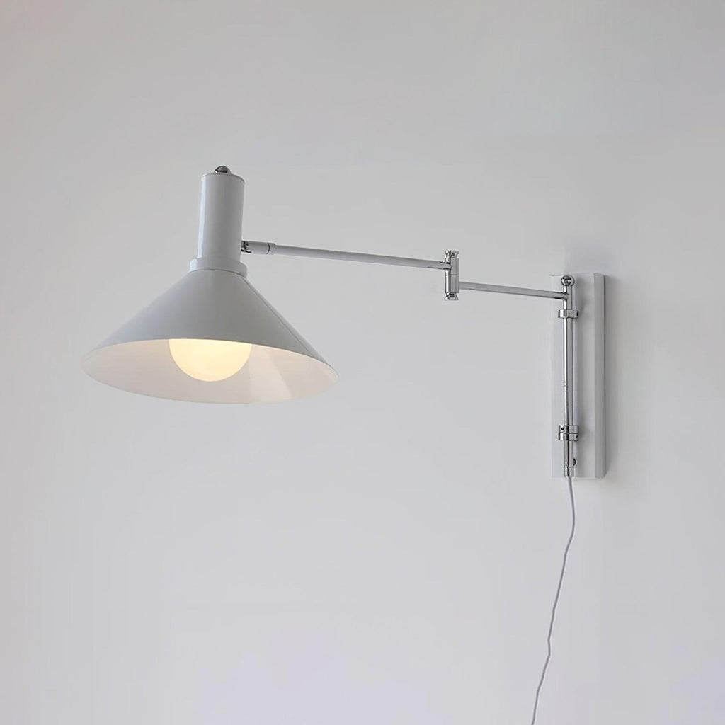 Contemporary Metal Plug-In Swing Arm Wall Lamp | Adjustable Task Lighting for Bedroom and Living Room 0