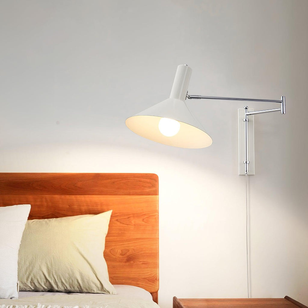 Contemporary Metal Plug-In Swing Arm Wall Lamp | Adjustable Task Lighting for Bedroom and Living Room 3