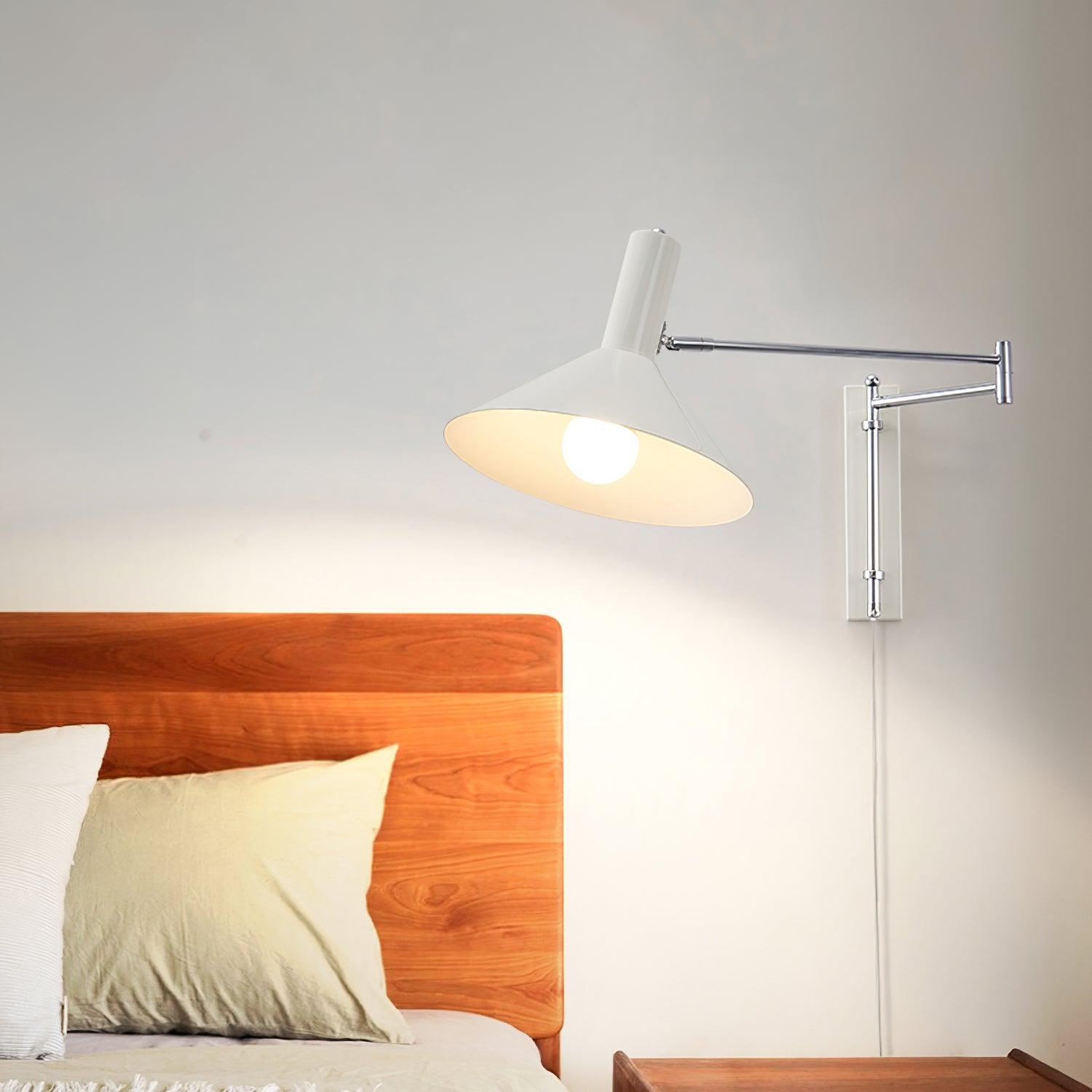 Contemporary Metal Plug-In Swing Arm Wall Lamp | Adjustable Task Lighting for Bedroom and Living Room 3