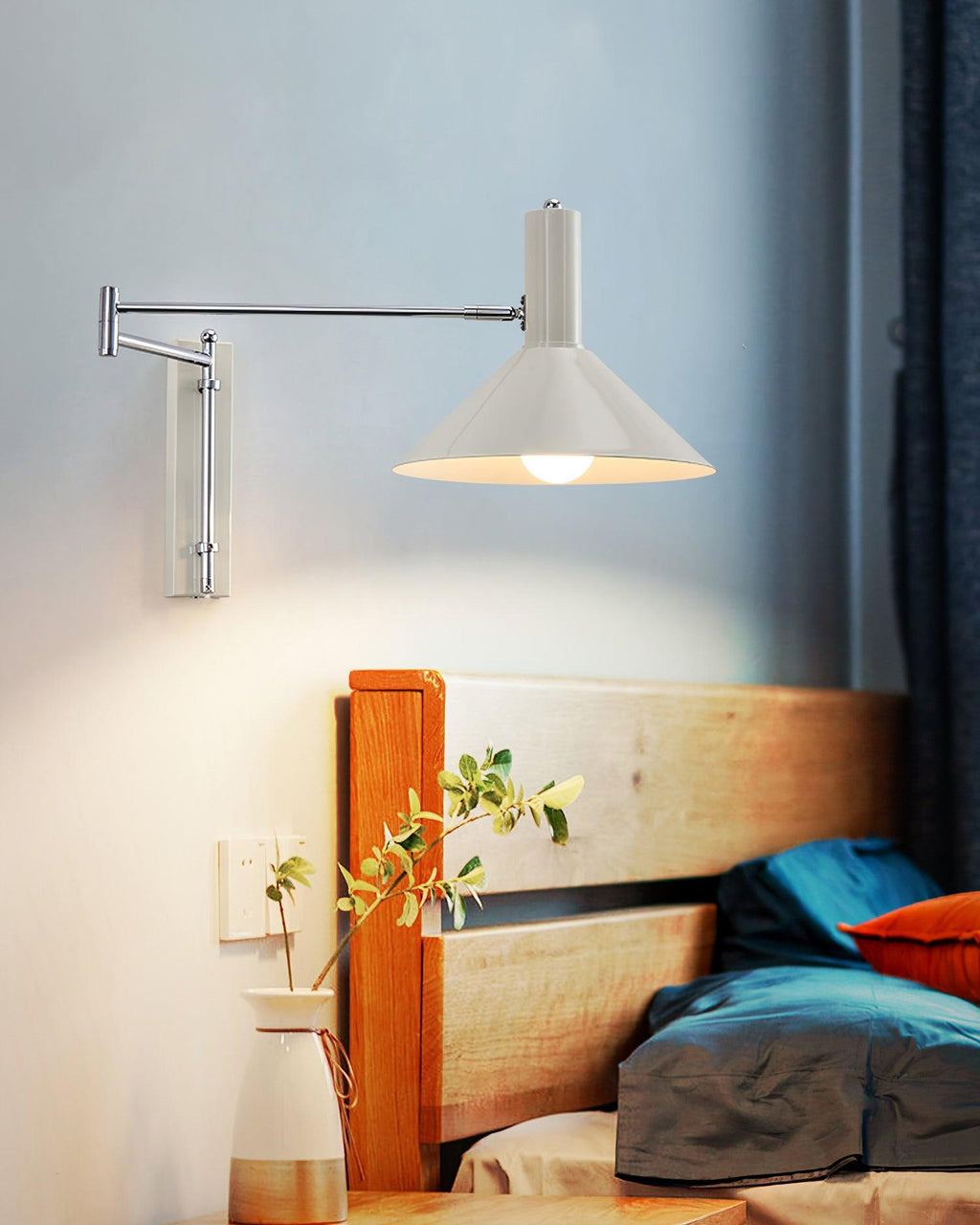 Contemporary Metal Plug-In Swing Arm Wall Lamp | Adjustable Task Lighting for Bedroom and Living Room 4