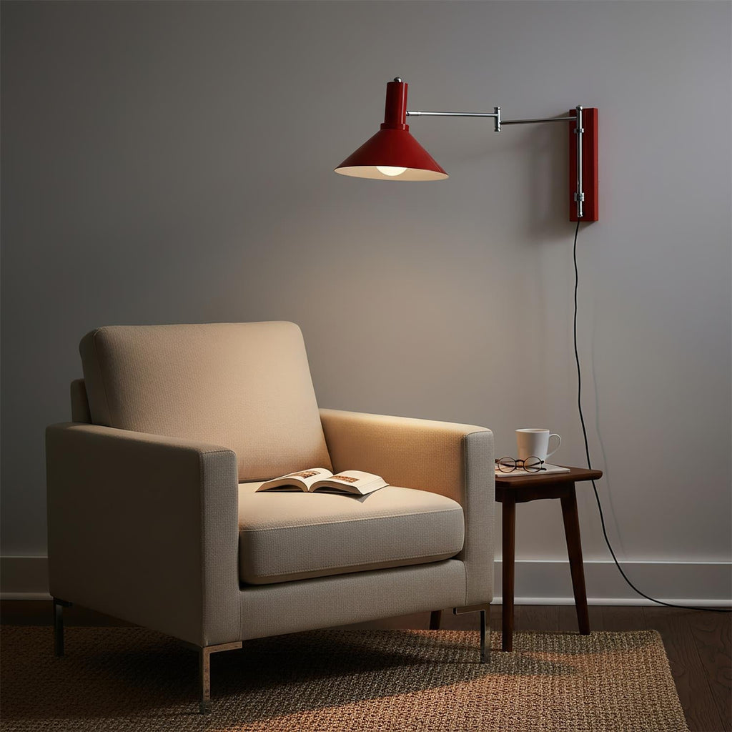 Contemporary Metal Plug-In Swing Arm Wall Lamp | Adjustable Task Lighting for Bedroom and Living Room 6