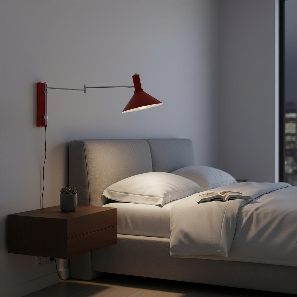 Contemporary Metal Plug-In Swing Arm Wall Lamp | Adjustable Task Lighting for Bedroom and Living Room 8